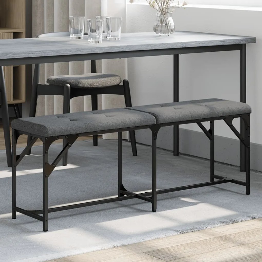 Panca Da Pranzo Grigio Scuro 124x32x45 Cm İn Acciaio E Tessuto /