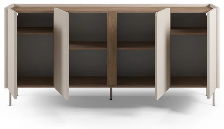 Cassettiera effetto rovere in colore crema-naturale 180x82x40 cm Lucile - Marckeric