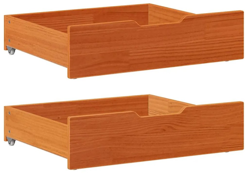 Cassettoni Per Letto 2pz Marrone Cera 65x55x16 Cm Legno Di Pino /