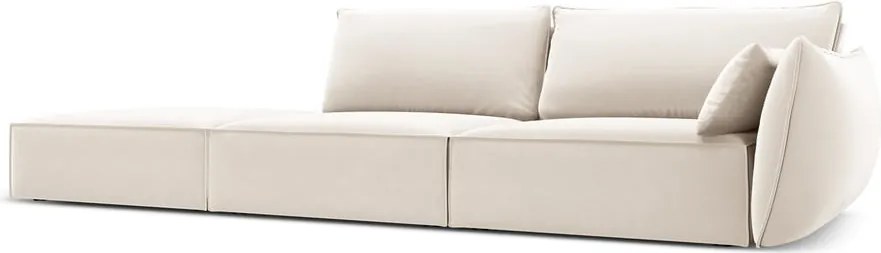 Divano beige con penisola a destra con rivestimento in velluto 264 cm Vanda – Mazzini Sofas