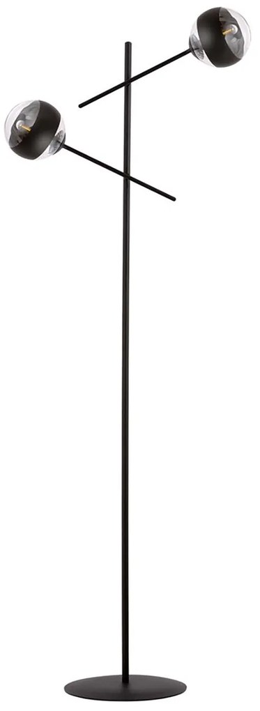 Piantana Contemporaneo Yama Acciaio Nero 2 Luci E14 Ip20
