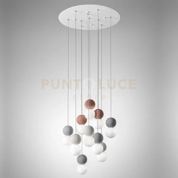 Sfera s/10 lampadario sospeso in metallo satinato bianco e diffusor...