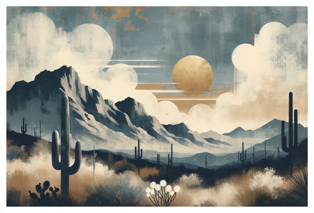 Quadro su tela – Paesaggio desertico con cactus
