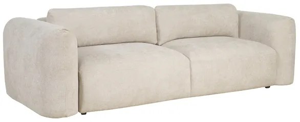 Divano letto con contenitore 4 posti in tessuto effetto velluto cinigliato beige CRUSH