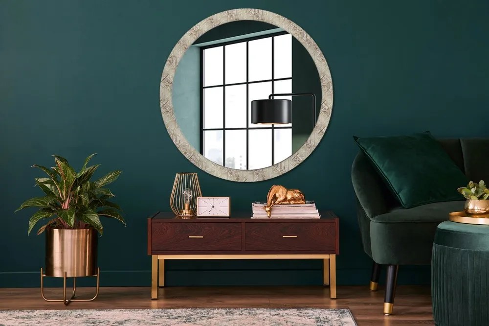 Specchio tondo con decoro Composizione art deco fi 100 cm