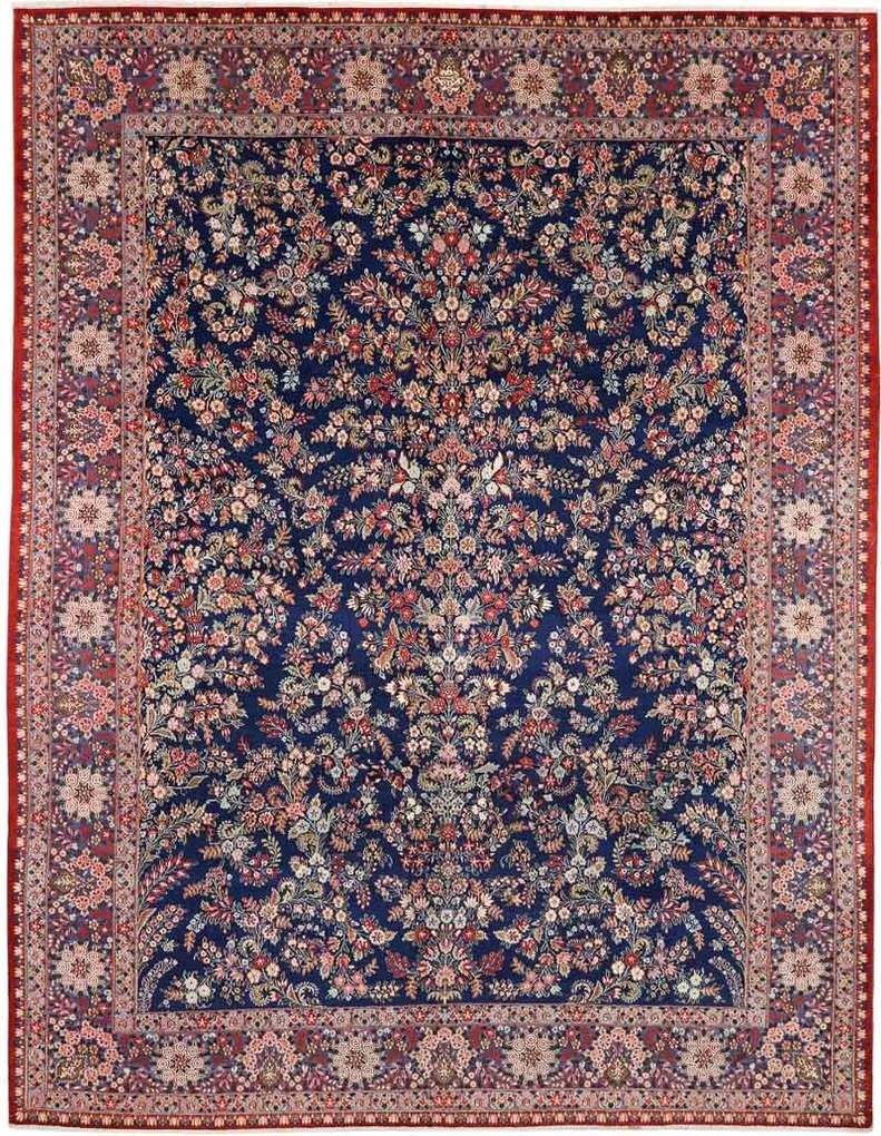 Mashad Tappeto 300 x 390 Blu (Iran) Annodato A Mano