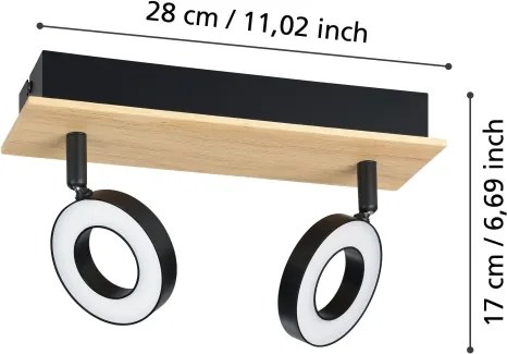 Eglo 901203 - Faretto LED RIELVES 2xLED/4,2W/230V nero/marrone