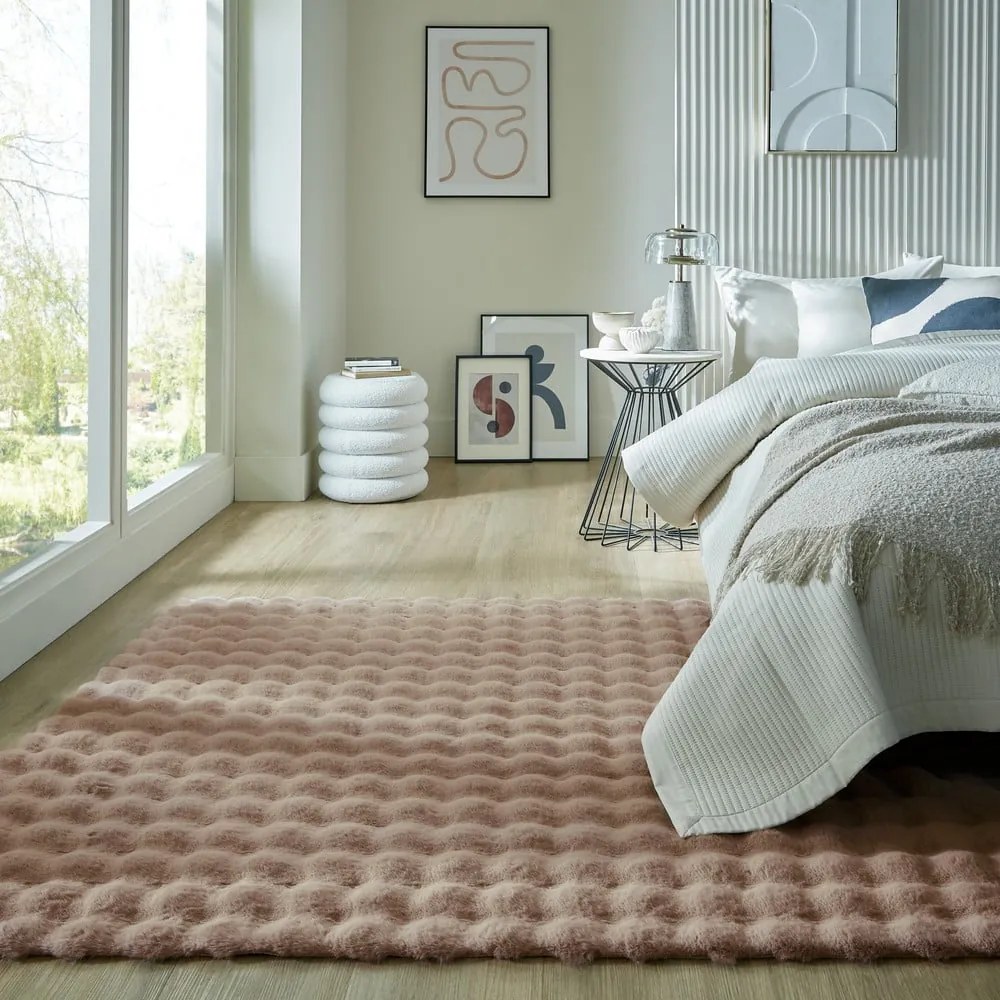 Tappeto in pelliccia sintetica marrone 180x290 cm Waffle Faux Fur - Flair Rugs