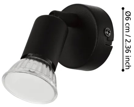 Eglo 32428 - Luce Spot da parete a LED BUZZ-LED 1xGU10/2,8W/230V 3000K nero