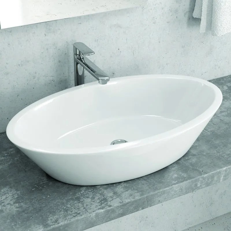Lavabo da appoggio ovale 70cm Litos-369 - KAMALU