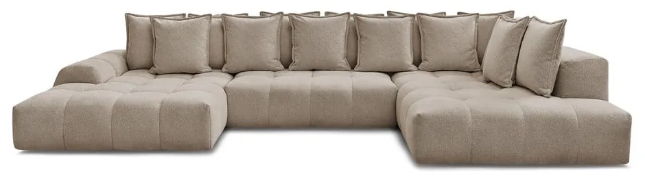 Divano angolare grigio tortora allungabile e con contenitore (penisola a destra/a U) con rivestimento in ciniglia Everest – Bobochic Paris