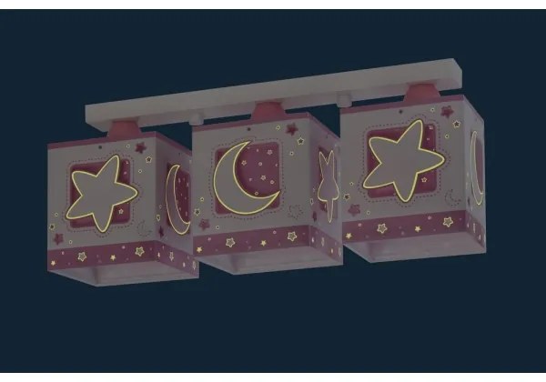 Dalber 63233NS - Plafoniera per bambini MOON LIGHT 3xE27/60W/230V rosa