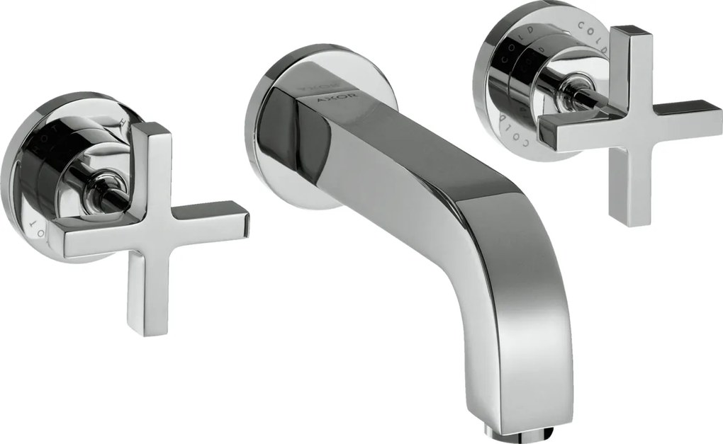 Rubinetteria 3 fori lavabo a muro con bocca 222 mm maniglie a croce senza parte incasso Cromo AXOR Citterio 39143000