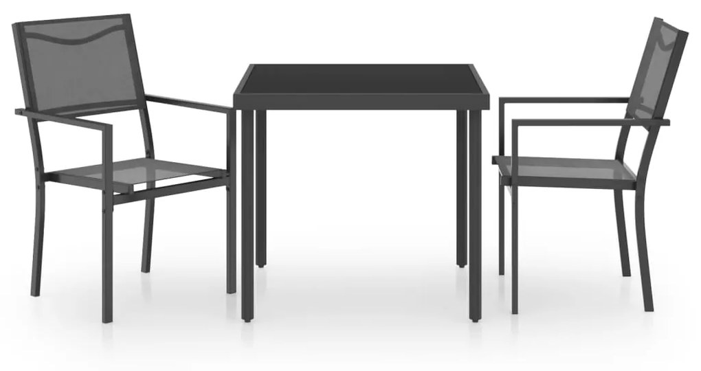 Set da pranzo da giardino 3 pz in acciaio