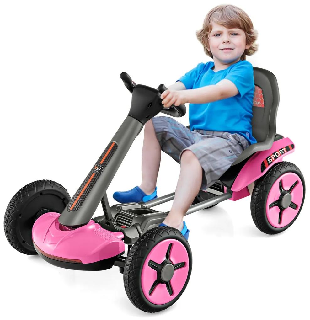 Costway Go Kart elettrico 12V per bambini, Go Kart pieghevole con volante e sedile regolabili pulsante di avvio