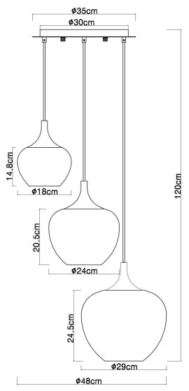 Globo 15548-3HG - Lampadario a sospensione con filo MAXY 3xE27/40W/230V rame