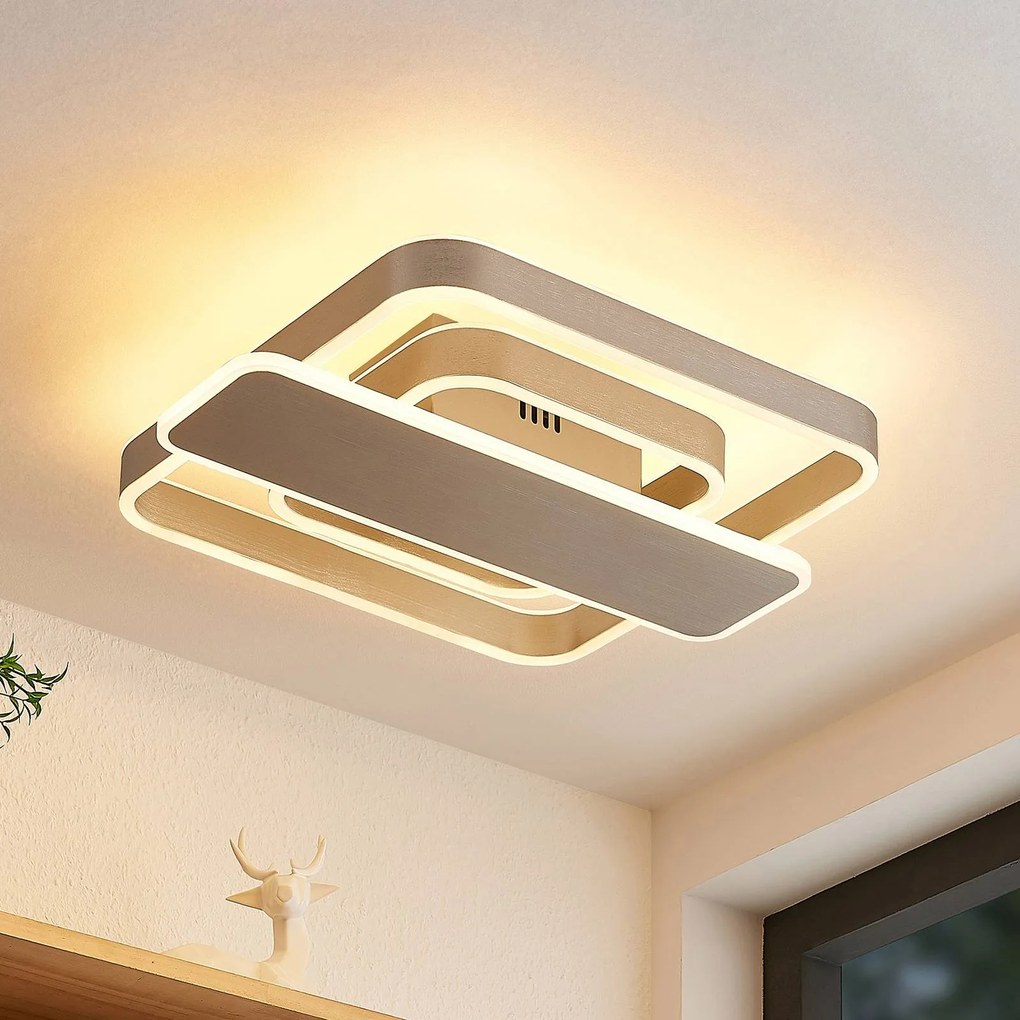 Plafoniera a LED Linetti Lucande, dimmerabile, Alluminio / Grigio / Zincato, Soggiorno / Sala da pranzo, Metallo, Moderno, Plafoniera LED