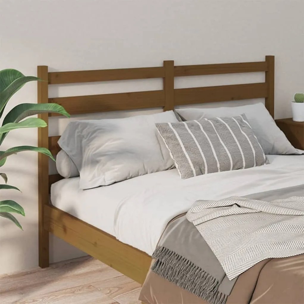 Testiera per letto miele 156x4x100 cm in legno massello di pino