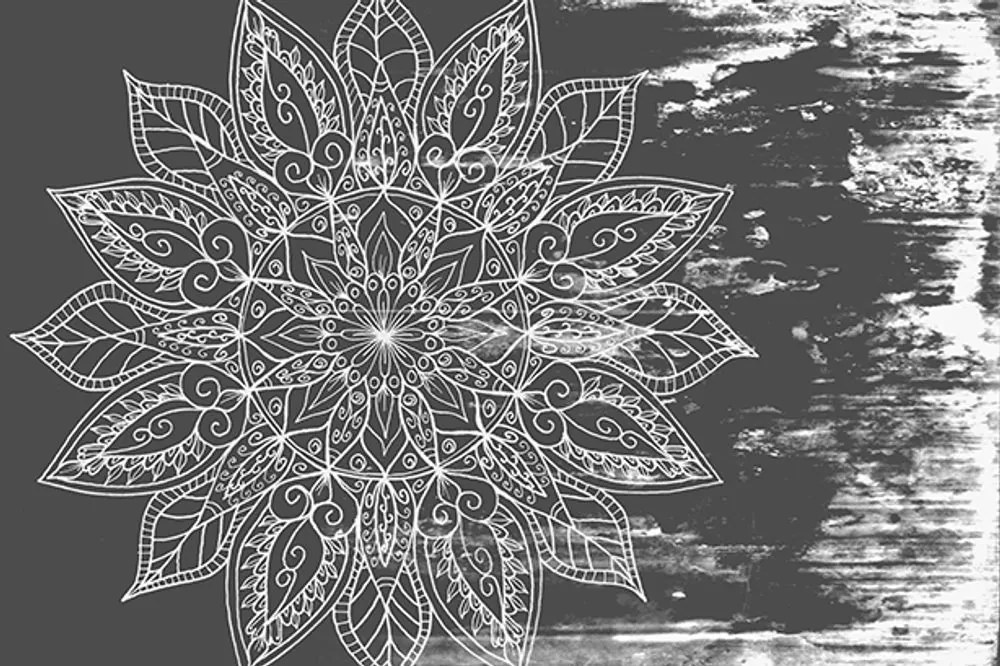 Carta da parati autoadesiva – Texture di mandala in bianco e nero