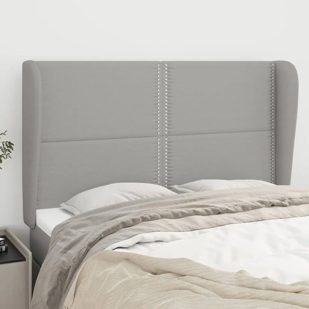 Testiera Ad Orecchio Grigio Chiaro 147x23x118/128 Cm İn Tessuto /