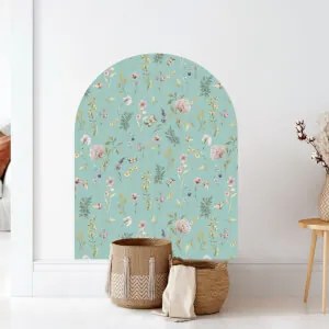 Adesivo murale per ingresso – Arco floreale con farfalle | Inspio