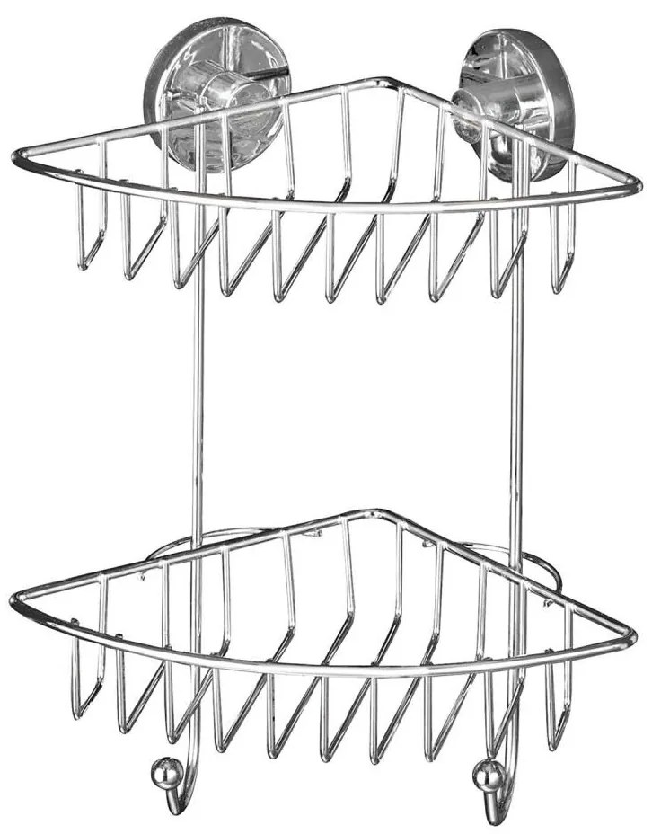 WENKO 20888100-Mensola angolare VACUUM-LOC tonda in acciaio 22,5x29,5 cm finitura cromata lucida