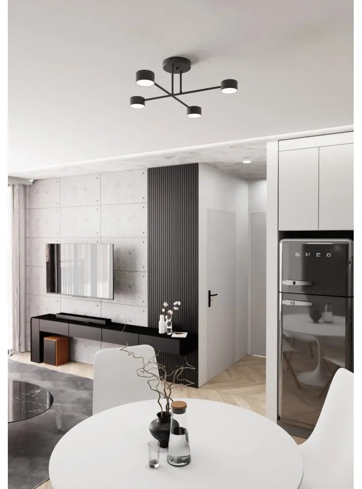 Lampada da soffitto in acciaio HALO 4 bianco/nero 4xGX53 Colore del corpo Nero