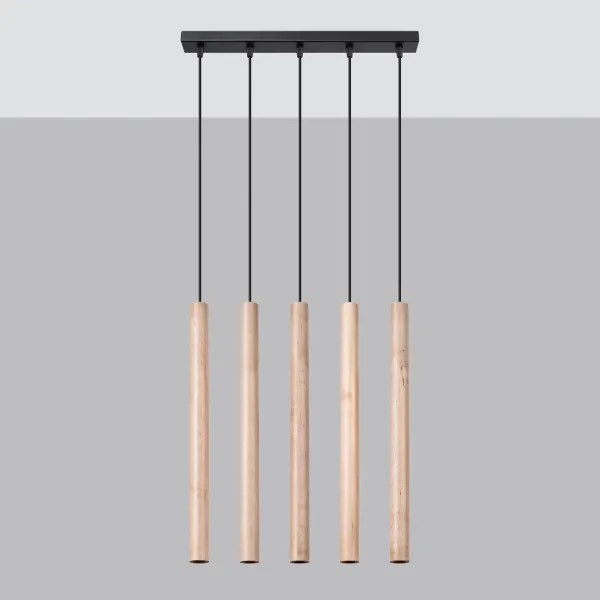 Sollux SL.1269 - Lampadario a sospensione con filo PASTELO 5xG9/8W/230V legno