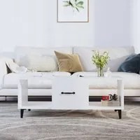 Tavolino da Salotto Bianco Lucido 102x50x40cm Legno Multistrato 812705