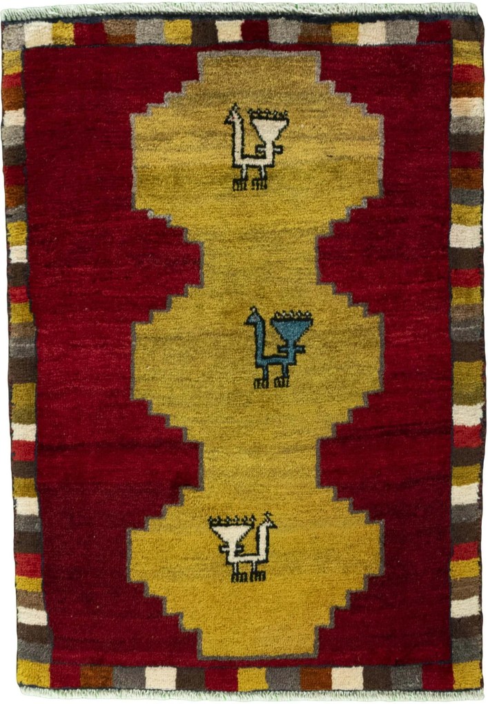 Gabbeh Tappeto 100x70 Rosso (Iran) Annodato A Mano