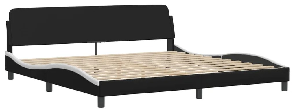 Letto con materasso nero e bianco 200x200cm in similpelle