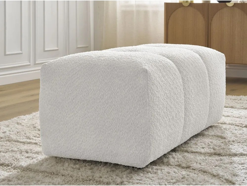 Poggiapiedi bianco con rivestimento in bouclé Roxelane – Bobochic Paris