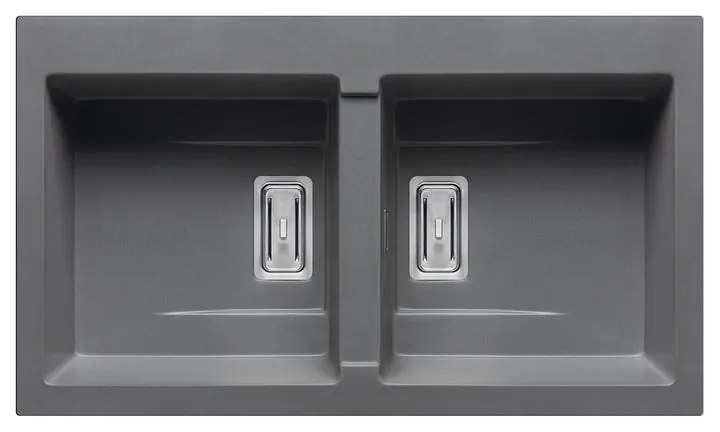 Lavello integrato 2 vasche PYRAMIS Kartesio granito L 50 x L 86 cm grigio