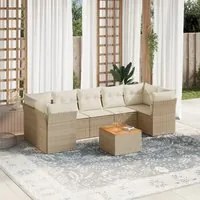 Set Divano da Giardino 8 pz con Cuscini Beige in Polyrattan 3223510