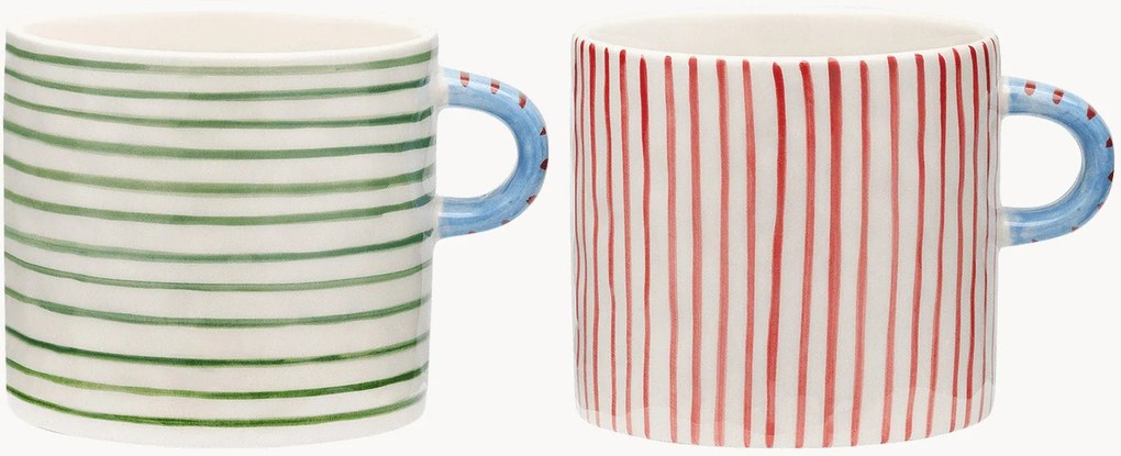 Set di 2 tazze XL dipinte a mano Stripe Affair