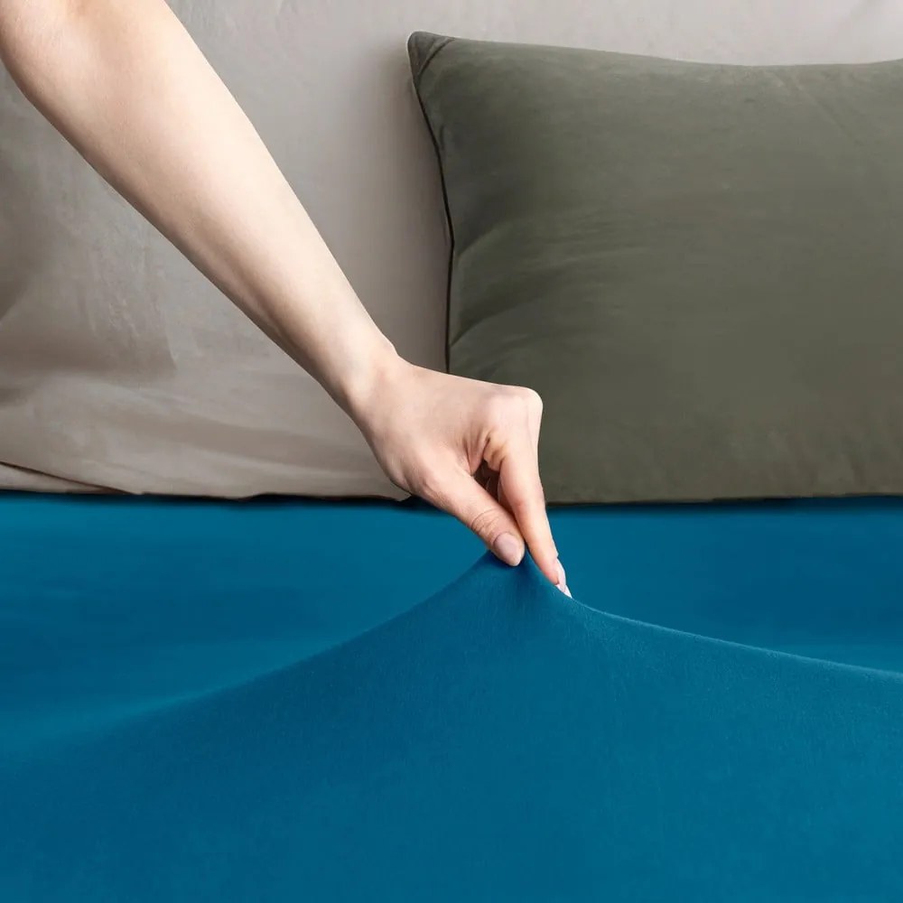 Lenzuolo con angoli color petrolio in jersey 180x200 cm Amber – Restilo