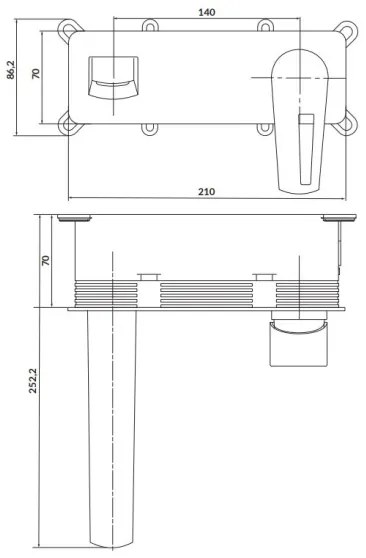 Cersanit S951-357 - Rubinetto vasca da bagno per installazione a scomparsa MILLE cromo lucido
