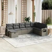 Set Divano da Giardino 8 pz con Cuscini Grigio in Polyrattan 3263896