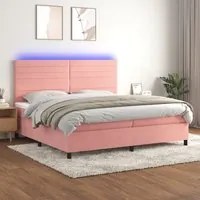 Letto a Molle con Materasso e LED Rosa 200x200 cm in Velluto 3136208