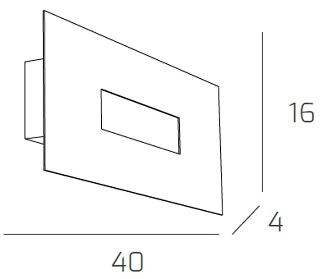 Applique Moderna Rettangolare Wally Metallo Sabbia 1 Luce 2G11 40Cm