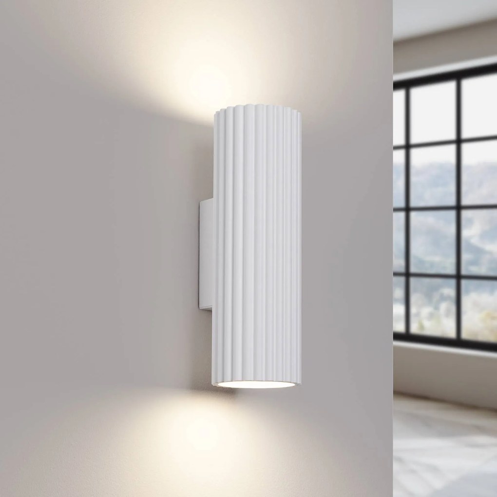 SOLLUX LIGHTING Applique in carbonio, bianco, altezza 20 cm, alluminio, a 2 luci.