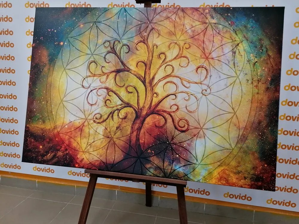Stampa su tela – Albero con fiore della vita