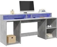 Scrivania con Luci LED Grigio Cemento 200x55x91 cm Truciolato 3309441