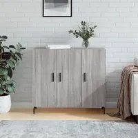 Credenza Grigio Sonoma 90x34x80 cm in Legno Multistrato 828130