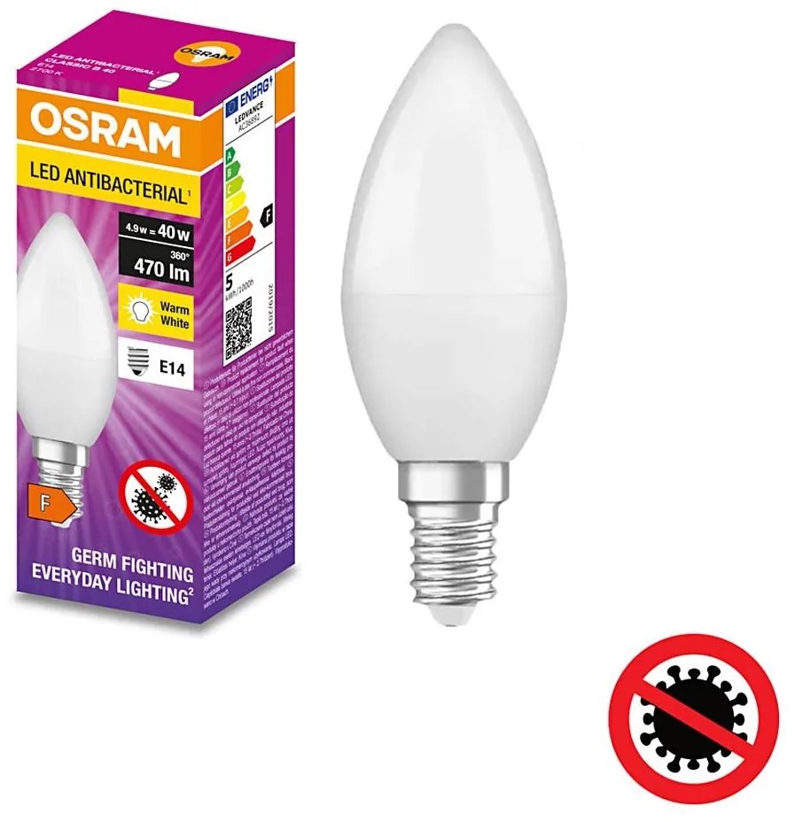 Lampadina LED Antibatterica B40 E14/4,9W/230V 2700K - Osram