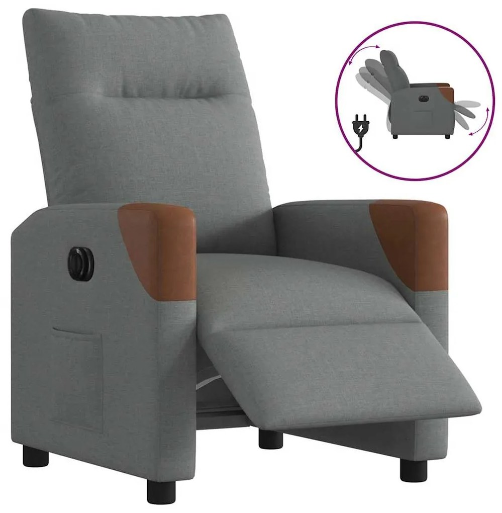 Poltrona Elettrica Reclinabile Grigio Scuro İn Tessuto /