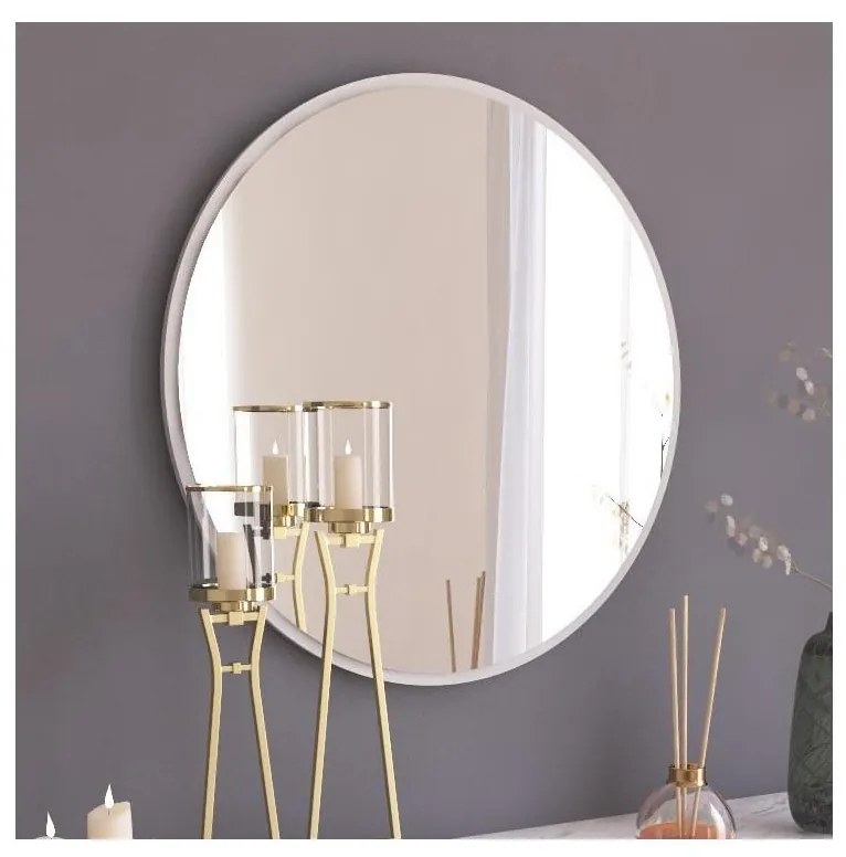 Specchio da parete OZZE diametro 60 cm bianco