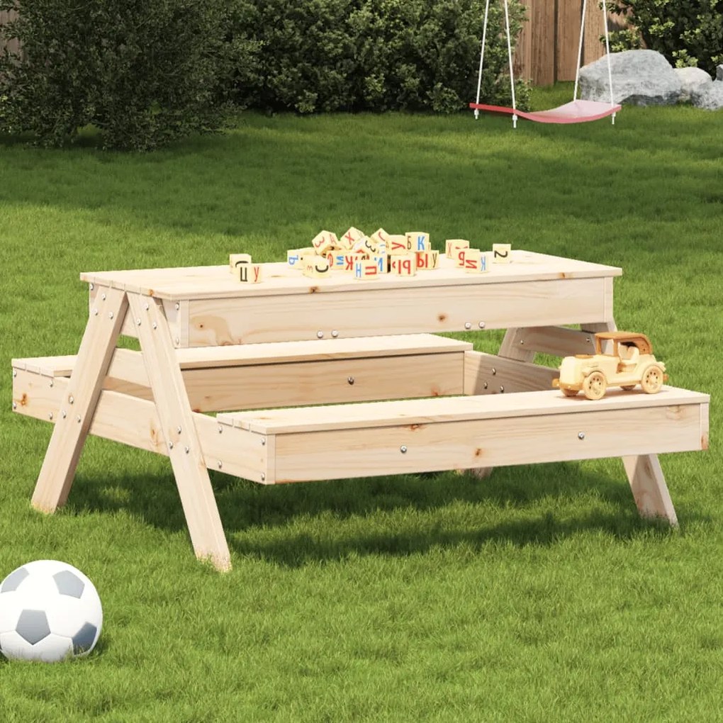 Tavolo Picnic Con Sabbiera Per Bambini Legno Massello Di Pino /