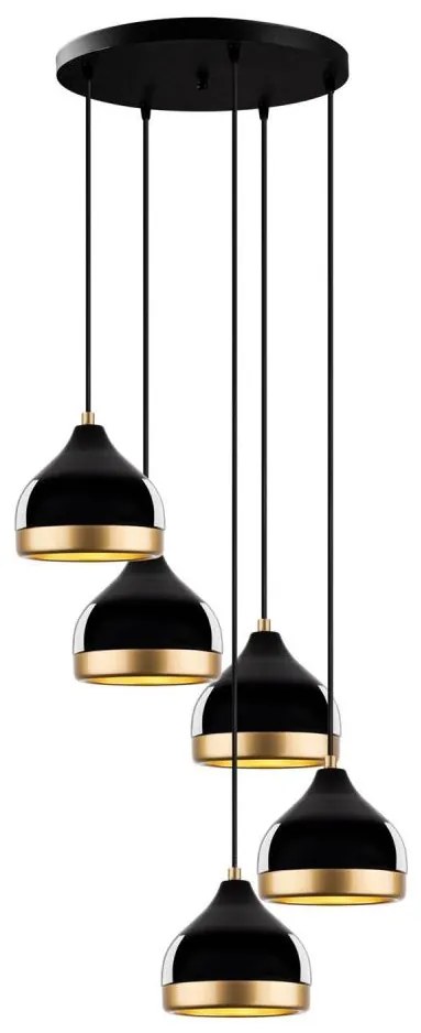 Sospensione a cavo YILDO 5xE27/40W/230V nero/oro
