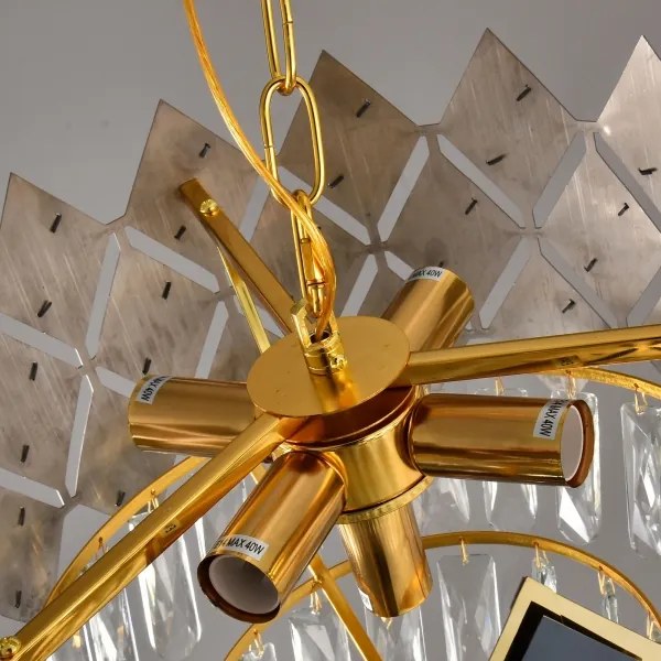 Brilagi - Lampadario a catena CRISTAL 5xE14/40W/230V Ø 38 cm oro/nero